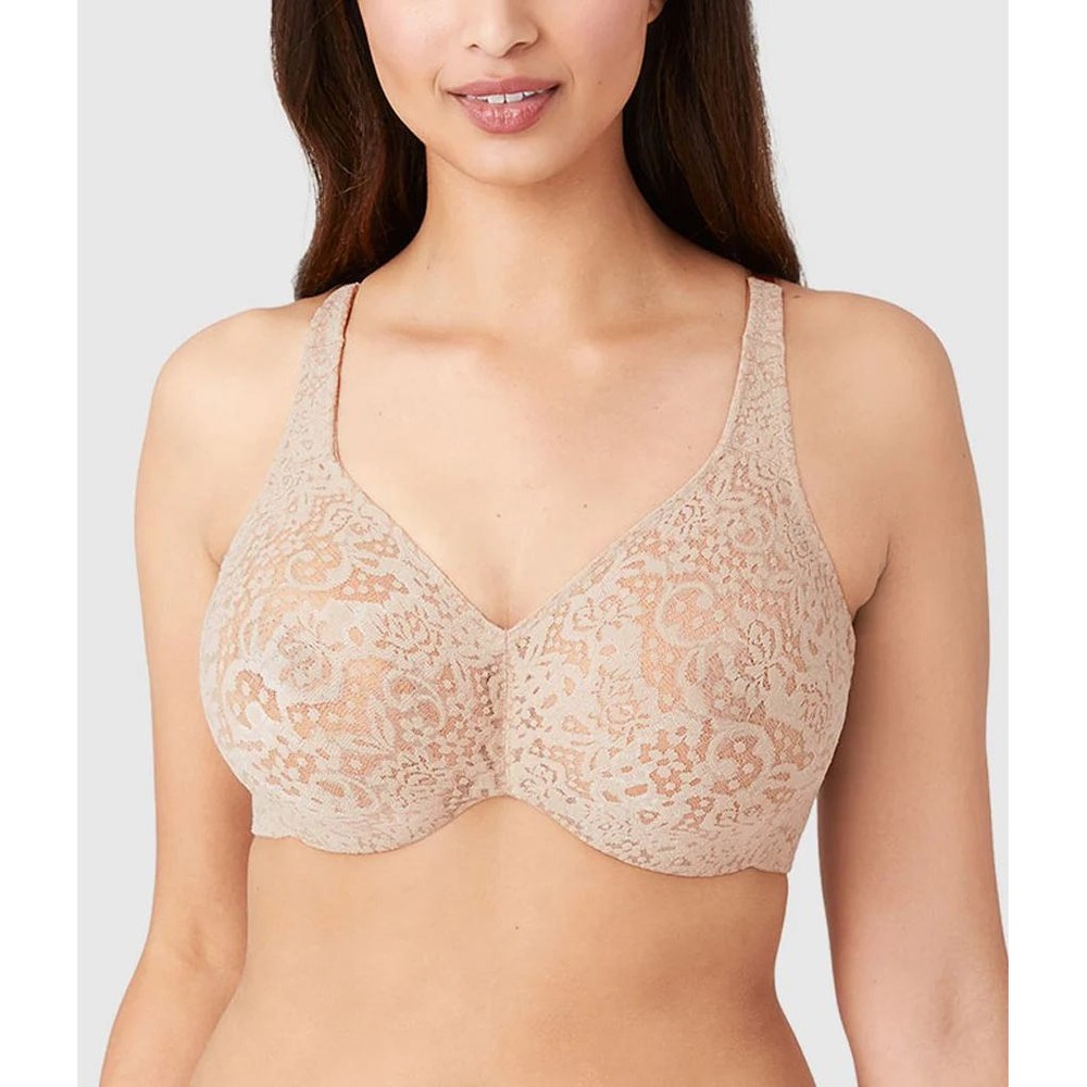 Wacoal Halo Lace Full Figure Underwire Bra 40DDD Tan Lace 65547 NEW